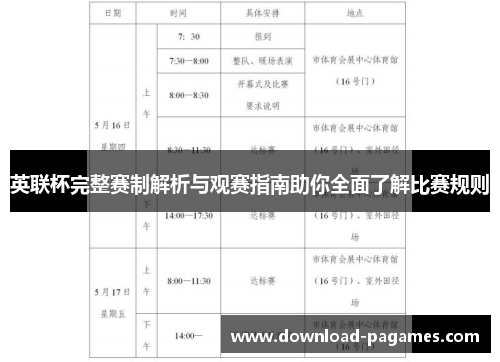 英联杯完整赛制解析与观赛指南助你全面了解比赛规则